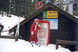 Со снегом все хорошо - даже Алисе телефонная будка стала маловата!