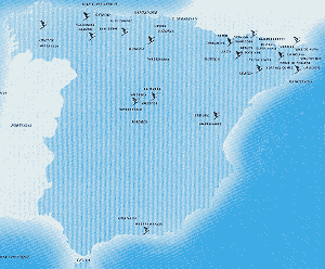 Распределение горнолыжных курортов по Испании